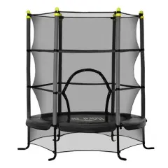APRILSOUL Black 64inch Indoor Trampoline for Kids with Safety Enclosure for 3-10 Year Olds, Indoor and Outdoor Use
