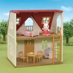Calico Critters Red Roof Cozy Cottage, Dollhouse Playset with Figure, Furniture and Accessories