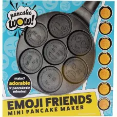 Pancake Wow Emoji Friends Mini Pancake Pan, Nonstick Pancake Griddle Makes 7 Unique Smiley Face Designs, Easy to Clean, Perfect for Kids' Breakfast