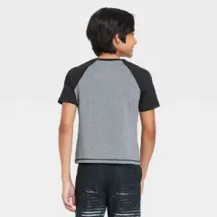 Boys' Raglan Flatlock Short Sleeve Swim Shirt - art class&trade; Black