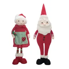 Transpac Christmas Plush Standing Santa/Mrs. Claus Set of 2 Christmas Home Decorations