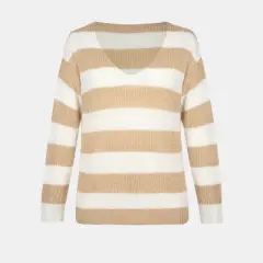Women's Striped V-Neck Sweater - Cupshe