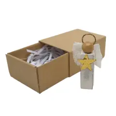 Transpac Wood Mini Angel Figurine Decorative Object for Christmas Multicolor Tabletop Decor Gift Giving and Holiday Charm