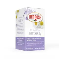 Red Rose Blossoms Sweet Chamomile Herbal Tea with 18 Individually Wrapped Tea Bags Per Box (Pack of 6)