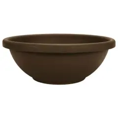 The HC Companies 18 Inch Sun Fade and Crack Withstanding Leakproof Plastic Plain Semi Circular Garden Bowl Planter, Chocolate Brown (4 Pack)