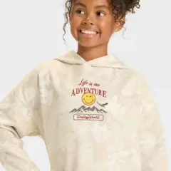 Girls' SmileyWorld Adventure Oversized Hooded Fleece Sweatshirt - Camo