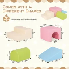 Costway Kids Climb and Crawl Activity Playset Blocks w/ Waterproof PU Cover EPE Foam