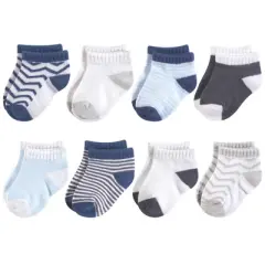Luvable Friends Baby Boy Fun Essential Socks, Gray Blue Chevron
