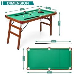 55-inch Folding Billiard - Portable Pool Table, Billiard Game Table with 2 Cue Sticks 16 Balls Triangle Chalk for Kids and Adults