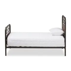 Twin Monoco Rustic Industrial Finished Metal Wood Platform Bed Brown - Baxton Studio