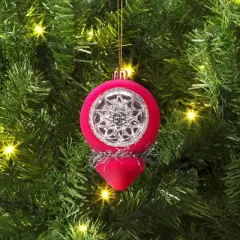 Christmas Flocking Ornament with Reflector Hot Pink - Wondershop&trade;