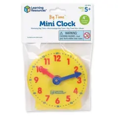 Learning Resources Big Time Mini Clock Teaching Clock Classroom Accessories Ages 5plus: Plastic, Kindergarten, Teaching Aid