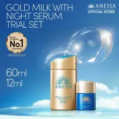 Anessa By Shiseido Perfect UV Sunscreen Skincare Milk SPF 50+ PA++++ (60mL) & Night Sun Care Serum (12mL) Trial 2-piece set | Japan