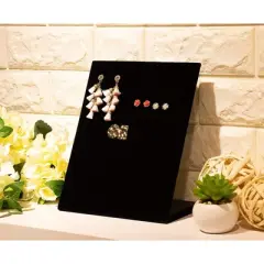 60 Holes Black Velvet Earring Display Stand Holder Jewelry Studs Rack Organizer