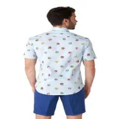 OppoSuits Men's Shirt - Short Sleeve Shirt Super Mario Icons - Blue