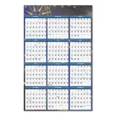 House of Doolittle Recycled Stargazer Laminated Wall Planner 12-Month January 2026 to December 2026 Celestial Artwork White