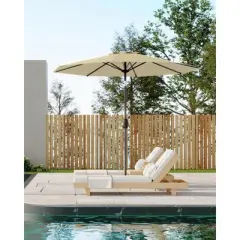 7.5ft Patio Umbrella with Push Button Tilt & Crank - 6-Rib UV Protection Waterproof for Deck/Pool/Backyard