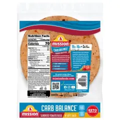 Mission Carb Balance Sundried Tomato Basil Tortilla Wraps  - 12oz/8ct