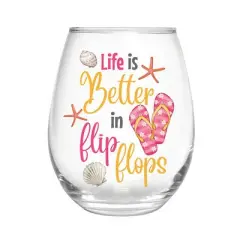 17 OZ Stemless Glass w/Box, Life is Better in Flip Flops