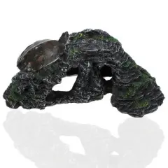 Unique Bargains Resin Tortoise Rock Turtle Basking Platform 11.7"x6"x4.3" Black Green 1 Pcs