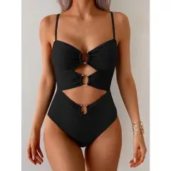 Eomenie One Piece Swimsuit for Women Ring Linked Monokini Sexy Bathing Suit Cutout Swim Suit