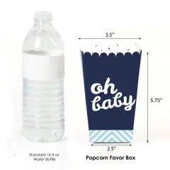 Big Dot of Happiness Hello Little One - Blue and Silver - Boy Baby Shower Favor Popcorn Treat Boxes - Set of 12