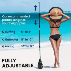 SereneLife Adjustable 3-Piece SUP Paddle with Carbon Fiber Shaft