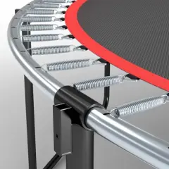 NAYSAYE Trampoline 14FT Pumpkin Shape with Safety Net and Curved Poles for Outdoor Fun, Black and Red, 43.7"*14.76"*6.1"