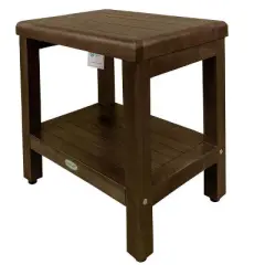 DecoTeak&reg; Eleganto&reg; 18" Teak Wood Shower Bench with Shelf in Woodland Brown Finish