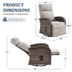 Versatile Outdoor Recliner Swivel Chair