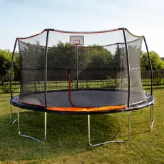 HomeStock 15 ft. Trampoline 7 Legs/7 Poles with Bonus Basketball Hoop