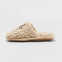 Kids' Holiday Reindeer Happy Face Scuff Slippers - Wondershop&trade; Brown