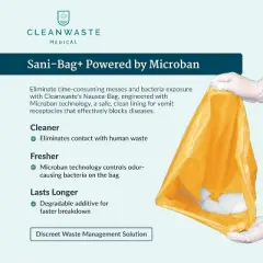 Cleanwaste Medical Nausea Vomit Bag with Microban, Filled with Absorbent Instant Gelling Powder, Neutralize Odors, Leak Resistant