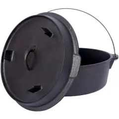 Pre-Seasoned Cast Iron Dutch Oven With Skillet Lid, Outdoor Camping Deep Pot for Camping Cooking BBQ , With Iron Pot Rack, 4.5 Quart