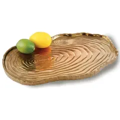 Jiallo Botanic Collection Titanium Porcelain bark tray 16 x 10" Gold