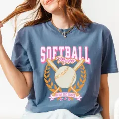 Simply Sage Market Softball Mom Crossed Bats Garment Dyed Tee