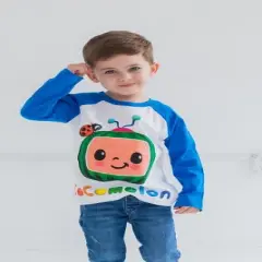 CoComelon JJ Kitty Toddler Boys 2 Pack Long Sleeve Graphic T-Shirts White / Heather Gray 2T