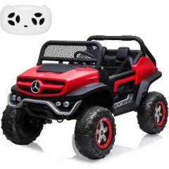 Kids Ride On Truck, 12V Licensed Mercedes-Benz Unimog with Remote Control, Battery Powered Electric Ride-On Car with Spring Suspension