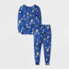 Toddler Boys' 2pc Lilo & Stitch Long Sleeve Halloween Viscose Snug Fit Pajama Set - Blue