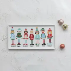 Storied Home Stoneware Platter with Santa's Elves Print, Multicolor