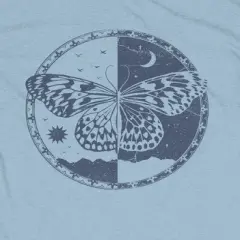 Split Butterfly Day & Night Crew Neck Short Sleeve Light Blue Women's Night Shirt