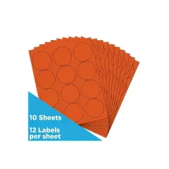 JAM Paper Round Label Sticker Seals 2.5" Diameter Orange 12 Labels/Sheet 10 Sheets/Pack (147628584)