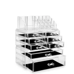 Casafield Cosmetic Makeup Organizer & Jewelry Storage Display Case, Clear Acrylic Storage Drawer Set