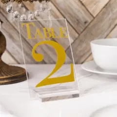 Okuna Outpost 10 Pack Clear Table Number Holders for Weddings, Acrylic Place Card Holder (3 x 2 in)