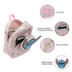 Disney Stitch Playful Pose Pink 10.5" Mini PU Backpack