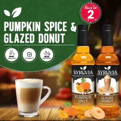 Syruvia Variety Pack - Pumpkin Spice & Glazed Donut Syrup 25.4 Fl oz (2-Pack)