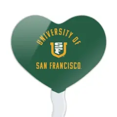 NCAA University of San Francisco Dons Logo Heart Love Cupcake Picks Toppers Decoration Set of 6