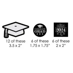 Big Dot of Happiness Graduation Cheers Paper Straw Decor - 2024 Graduation Party Striped Decorative Straws - Set of 24