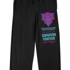 Black Panther Wakanda Forever Neon Logo Men's Black Sleep Pajama Pants