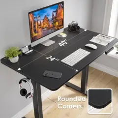 Lirago Black Electric Standing Desk 40x24 Splice Board Carbon Steel Frame 170LB Capacity Height Adjustable